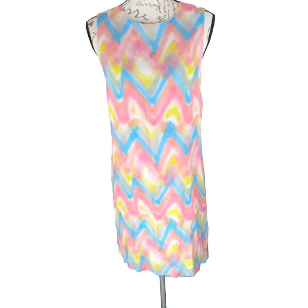 Missoni Sleeveless Shift Dress Size EU38 US XS Multicolored Zigzag Print